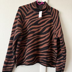 Brown Striped Sweater For Women 