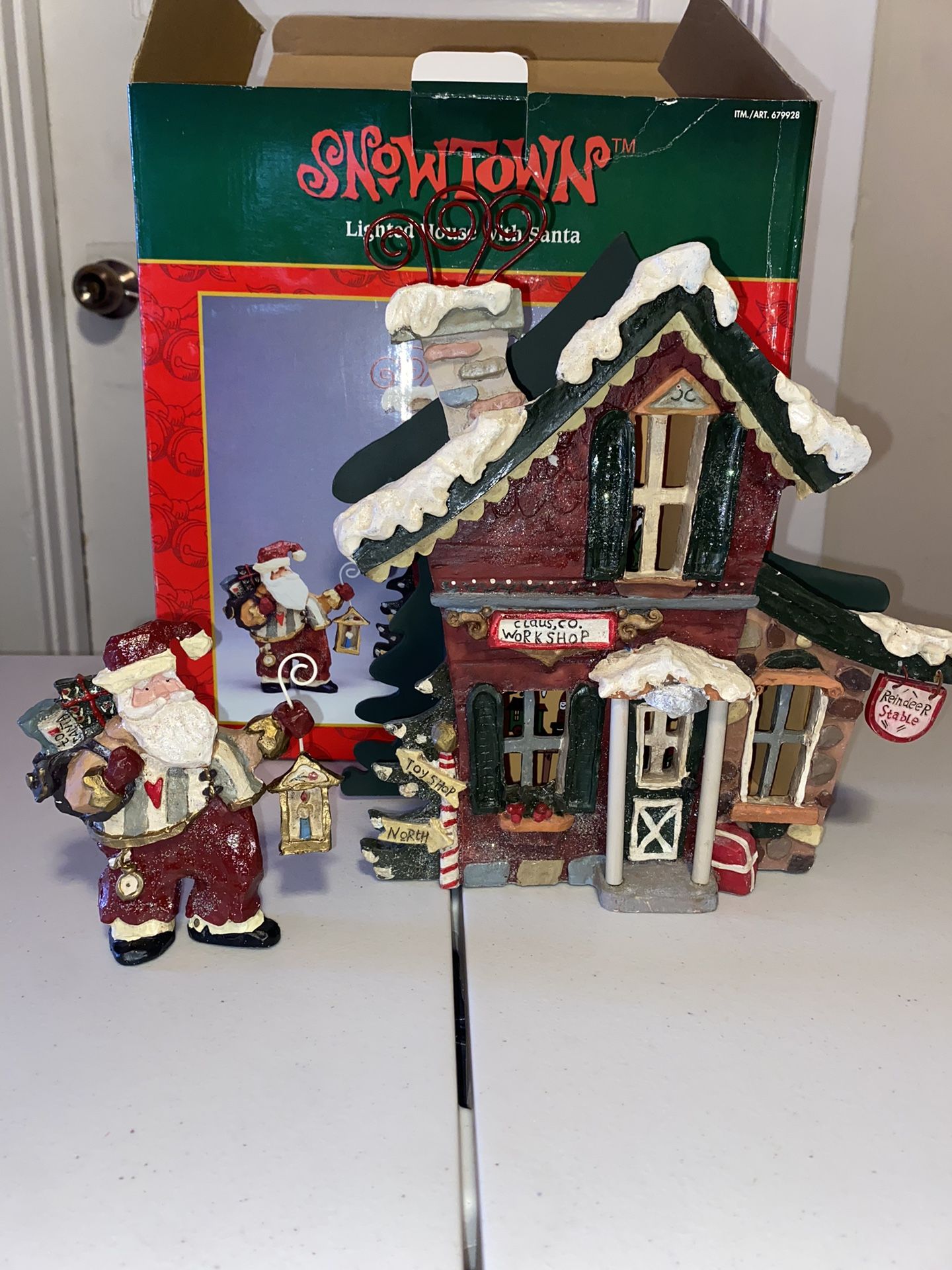 Kurt Adler Snowtown Lighted House With Santa Claus