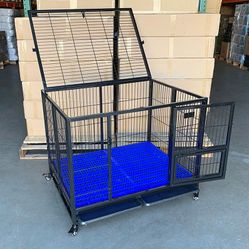 BRAND NEW $180 Large Heavy-Duty Dog Crate 41”x31”x34” Single-Door Folding Cage Kennel w/ Plastic Tray