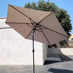 (NEW) $40 Outdoor 10ft Patio Umbrella with Tilt and Crank, Garden Market (Base not included)