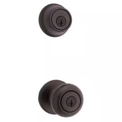 Kwikset Cove Venetian Bronze Keyed Entry Door Knob and Single Cylinder Deadbolt Combo Pack featuring SmartKey and Microban=730