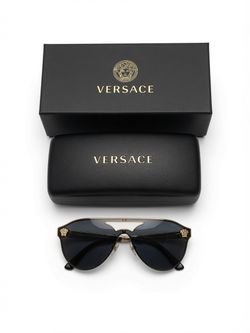 Versace Sunglasses VE2161 (gold/black Medusa shield/visor style)