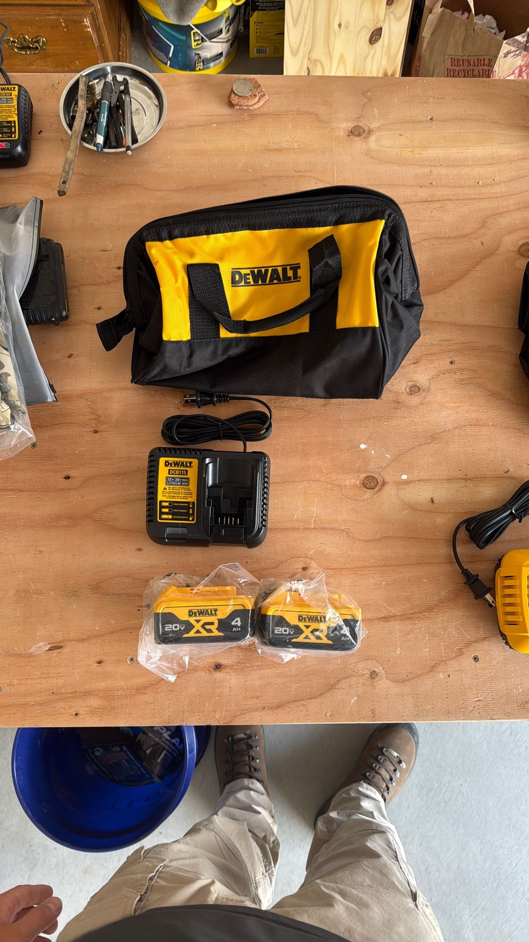 DEWALT (2) 4AH 20v Max XR Batteries and 12v/20v Max Charger (Bag Included)