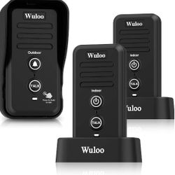 Wuloo Wireless Intercom Doorbells for Home Classroom, Intercomunicador Waterproof Electronic Doorbell Chime with 1/2 Mile Range 3 Volume Levels Rechar