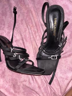 Black YSL Jerry Heeled Sandals Size 7