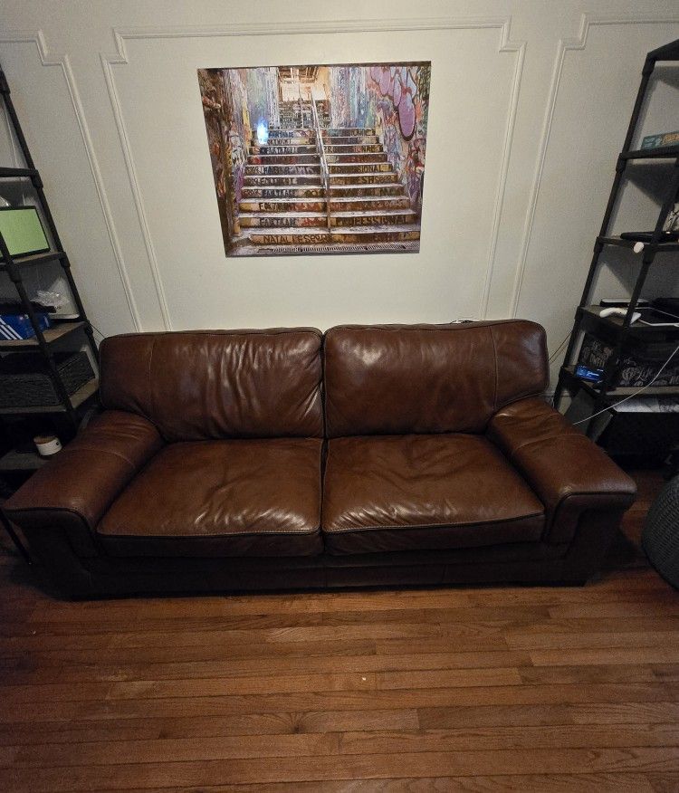 Myars 91" Cognac Leather Sofa