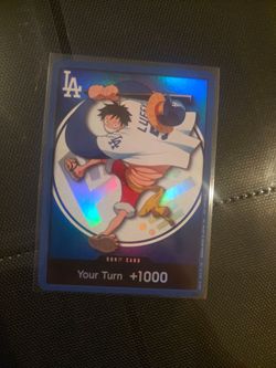 One Piece DON!! Card LA Dodgers Luffy Holo Promo