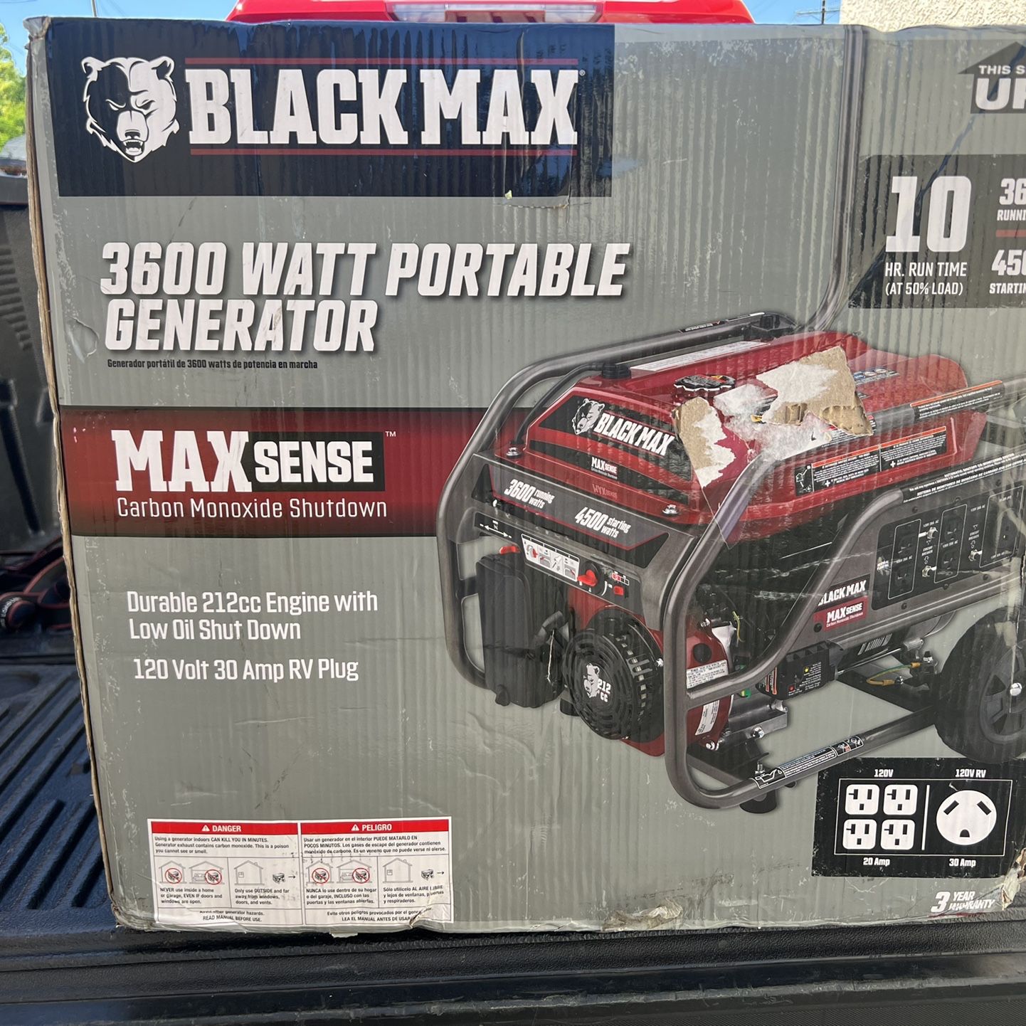 Black Max 3600 Watts Portable Generator Max Sense (NEW ) for Sale in ...