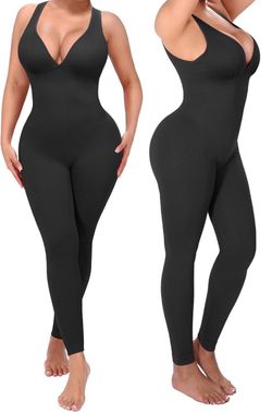 Shapellx Black Sleeveless Full-Length Bodysuit Jumpsuit