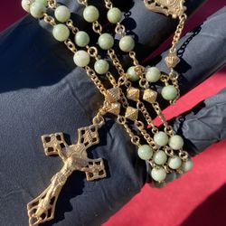 Stunning Vintage 14k Gold Filled & Stone Rosary 