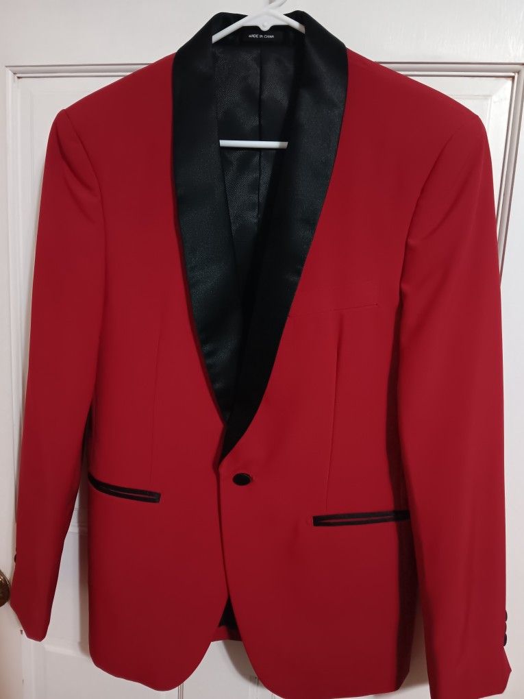 MENS WHAREHOUSE RED SUIT JACKET SLIM FIT