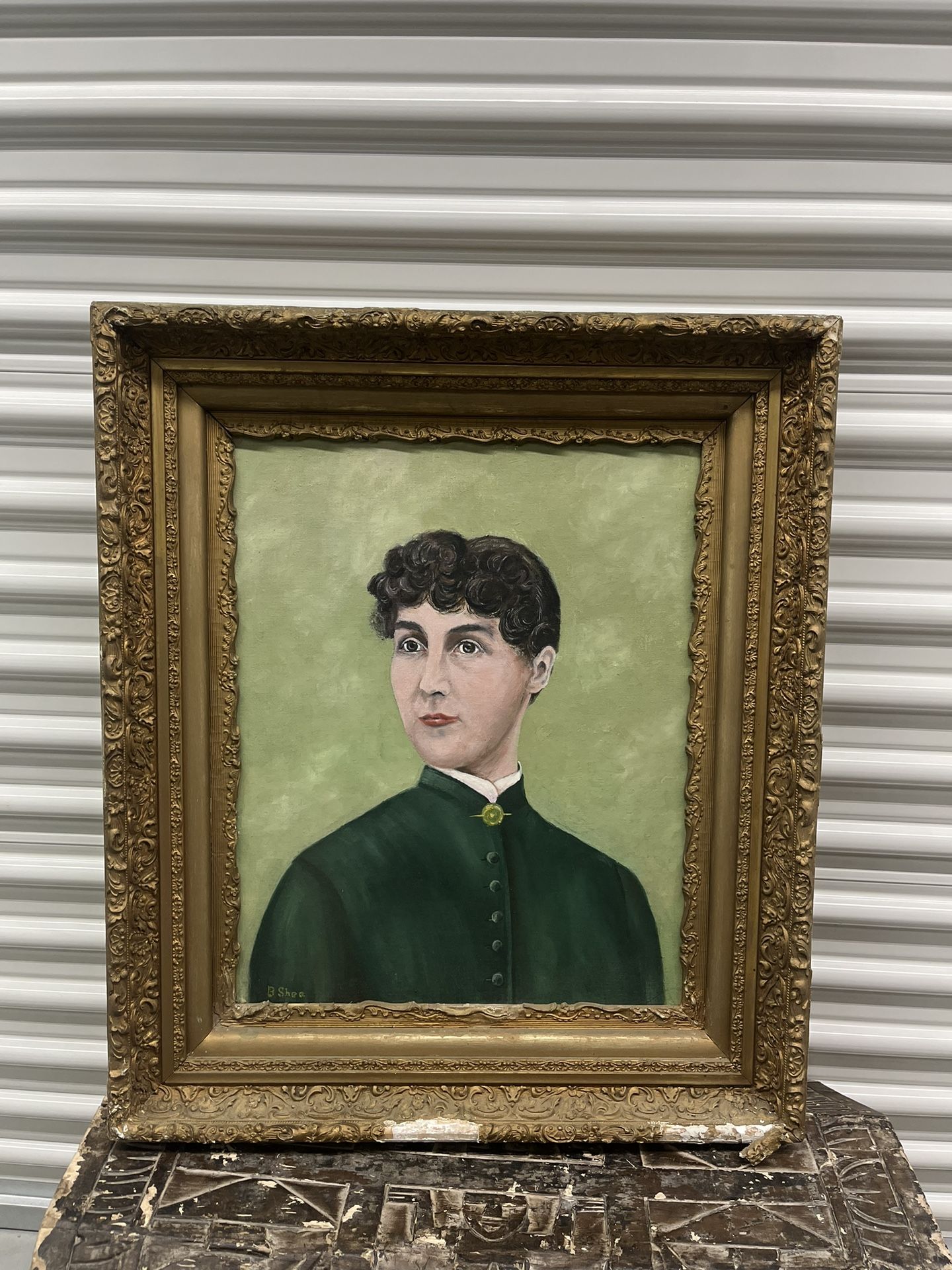 Antique Original Portrait With Ornate Frame 27 X 23