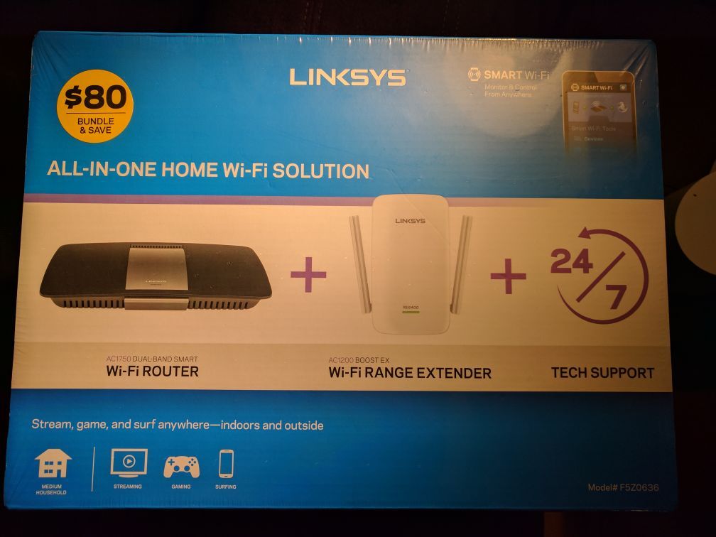 Linksys Dual Band Gigabit wifi router + Range Extender *NEW*