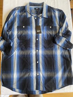 Urban Pipeline Blue Black Plaid Button-Up Shirt XL