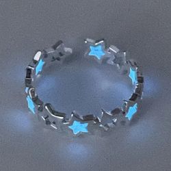 Ring Fashion Luminous Pentagram Student Ring Fluorescent Hollow Little Star Ring