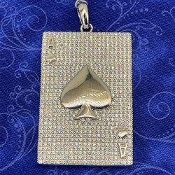 Sterling silver ace of spades pendant with CZ 18.9 G, 178499–1