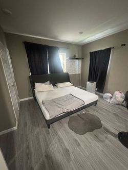 Modern Black Upholstered Platform Bed