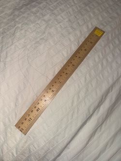 “Rulers of Science” wooden ruler with measurements in inches and centimeters