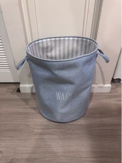 Large Blue Fabric Laundry Hamper Basket 23”x18”