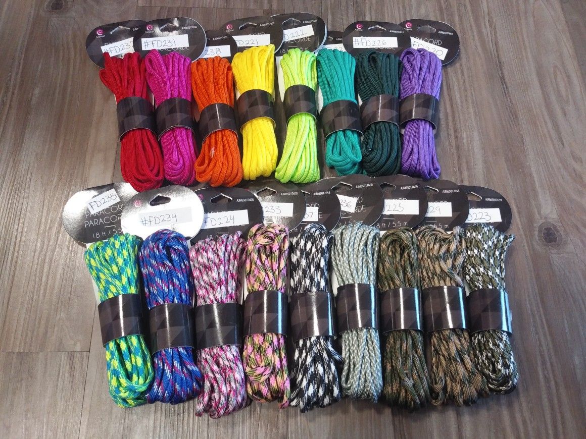 18 FOOT PLUS Paracord MANY COLORS 17 total