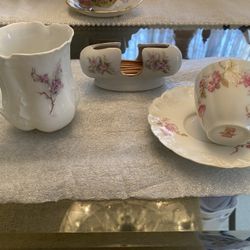 Limoge France Cup, Creamer And Toothpick Holder 