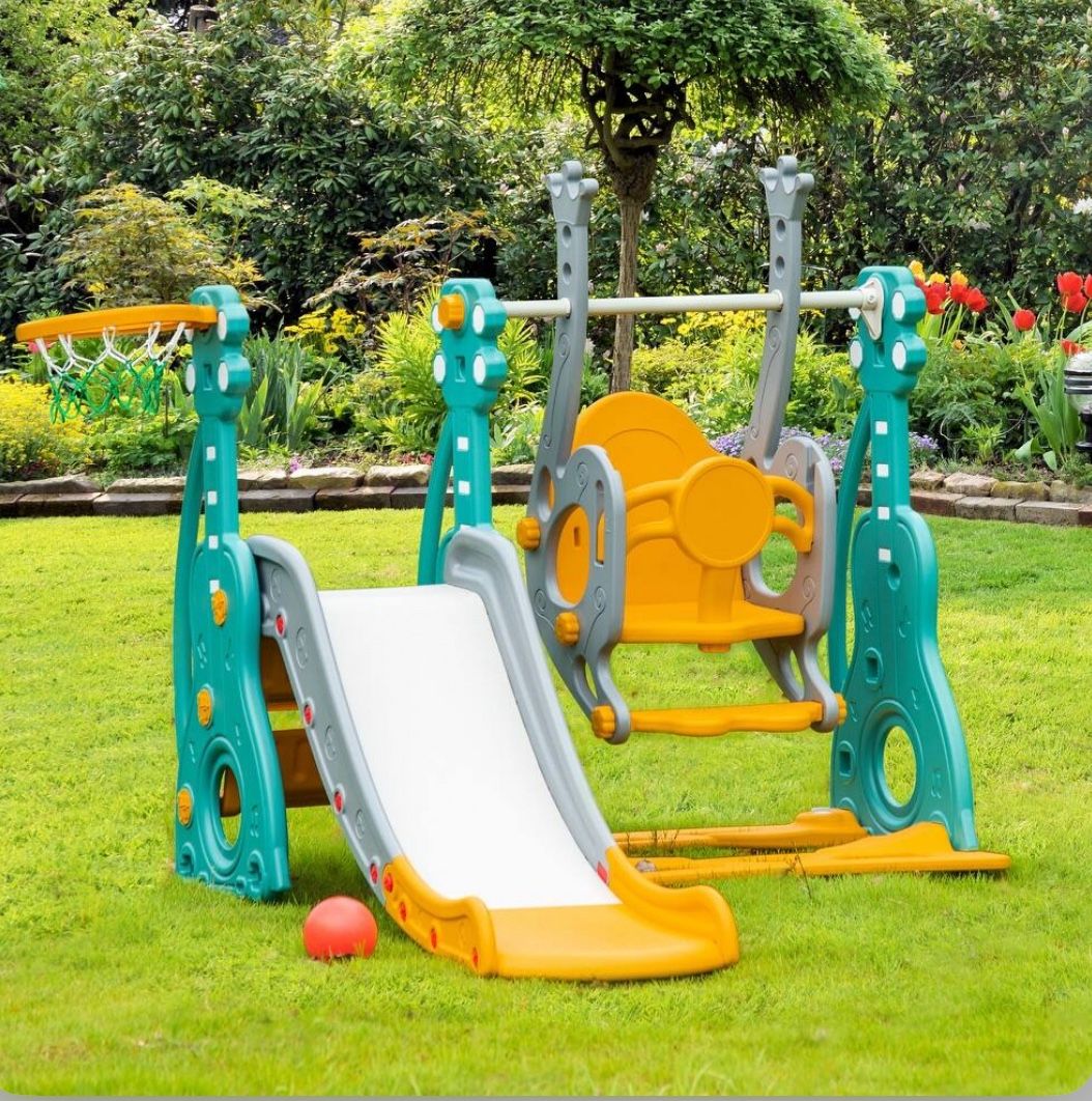 Swing set with slide