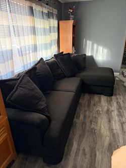 Black Fabric Sectional Sofa with Chaise