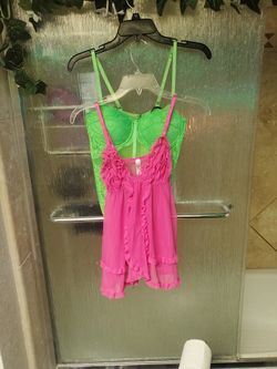 Pink And Green Lace lingerie 
