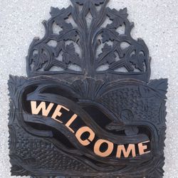 Antique Victorian Wall Mount Rack Welcome