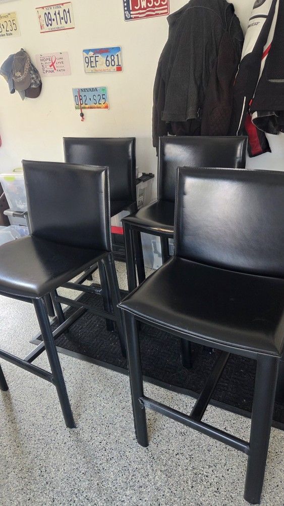  Bar Stools Set Of 4 Black 