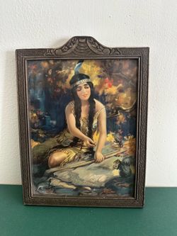 Vintage Framed Native American Portrait Print