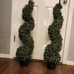 Lvydec 2 Pack Artificial Boxwood Topiary Tree, 3ft Topiary Plants Potted Trees Decoration For Front Porch Home Living Room, Indoor/Outdoor 