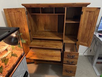 Solid Oak Computer Hutch
