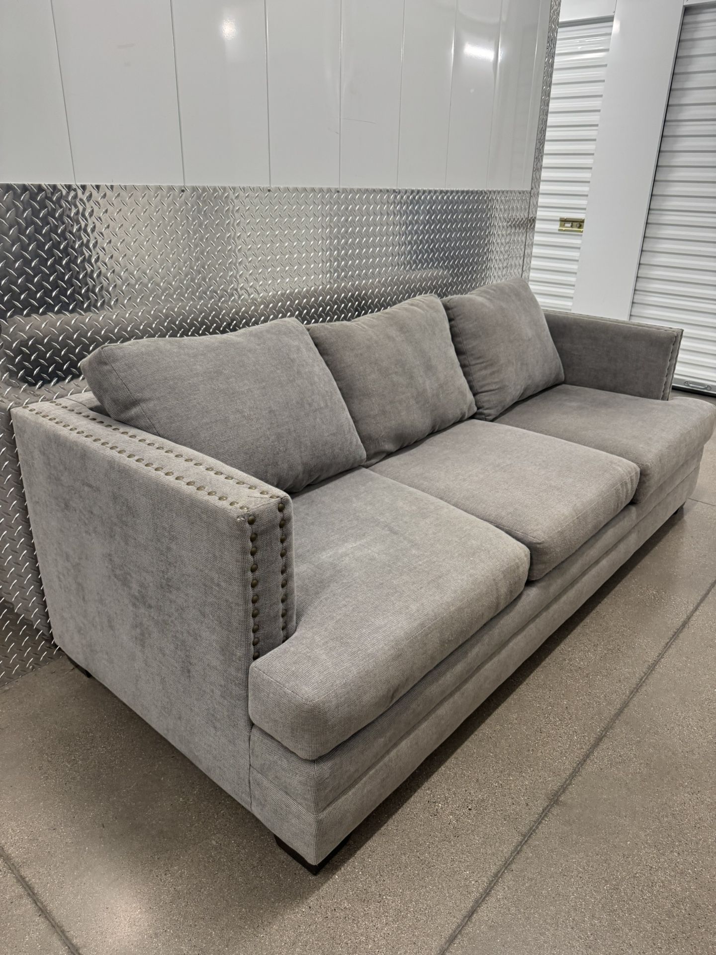 Gray Studded Modern Sofa Couch