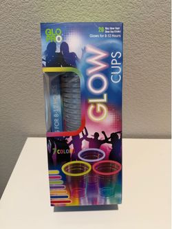 NEW Glo Pro GLOW PARTY CUPS 16oz with Glow Sticks – Neon Light Up Cups for Glow Party, Blacklight Party Supplies for Birthdays, Bars, Weddings & Event