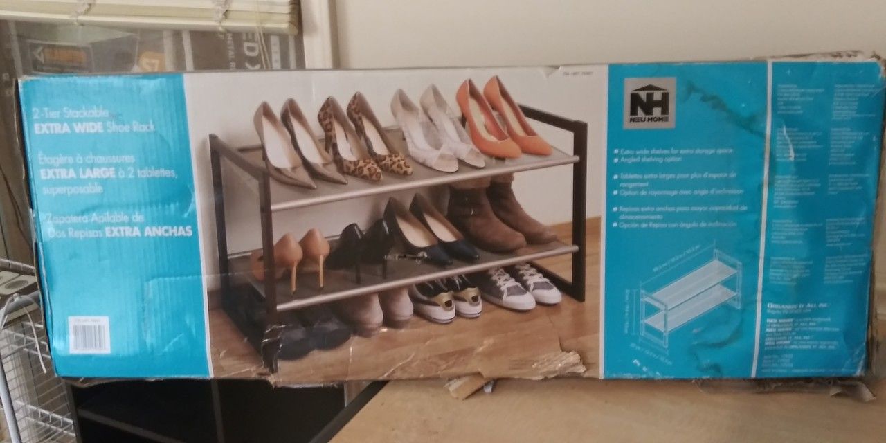 Neu Home 2 Tier Stockable X Wide Shoe Rack