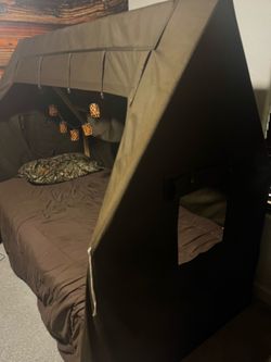 Twin camping 🏕️ themed kids bed with canvas