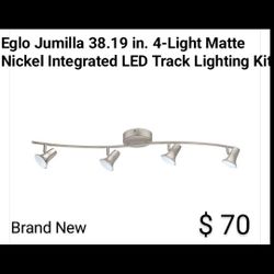 Brand New Eglo Jumilla 38,19 In 4 Light Matte Nickel Integraded Led Track Light Kit