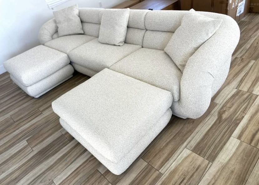Castlery Solari Performance Fabric Extended Sofa and Ottomans