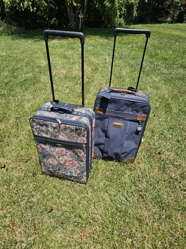 $10.00 - (2) Carry-On Luggage/Suitcases, "JAGUAR" Brand!  Telescopic Handles/Wheels/Functional!  PRICE JUST REDUCED!!!
