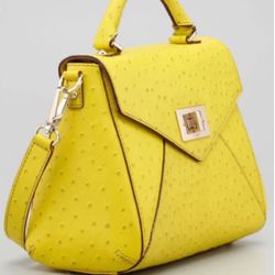 Kate Spade Nadine Bag Electric lime Ostrich-embossed leather