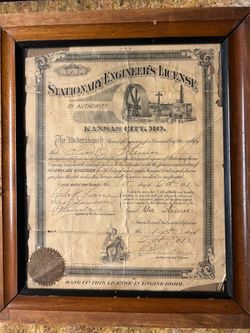 1912 Stationary Engineer License