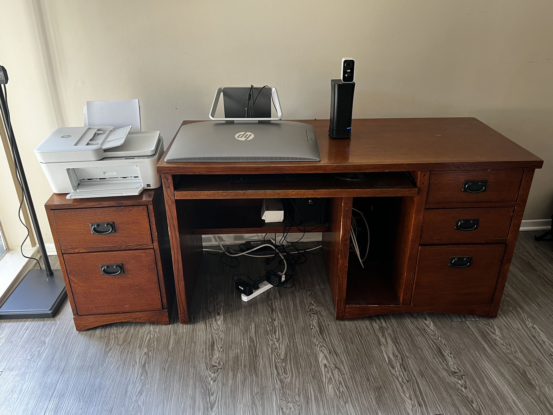 *Free** Wooden Desk and file Cabinet