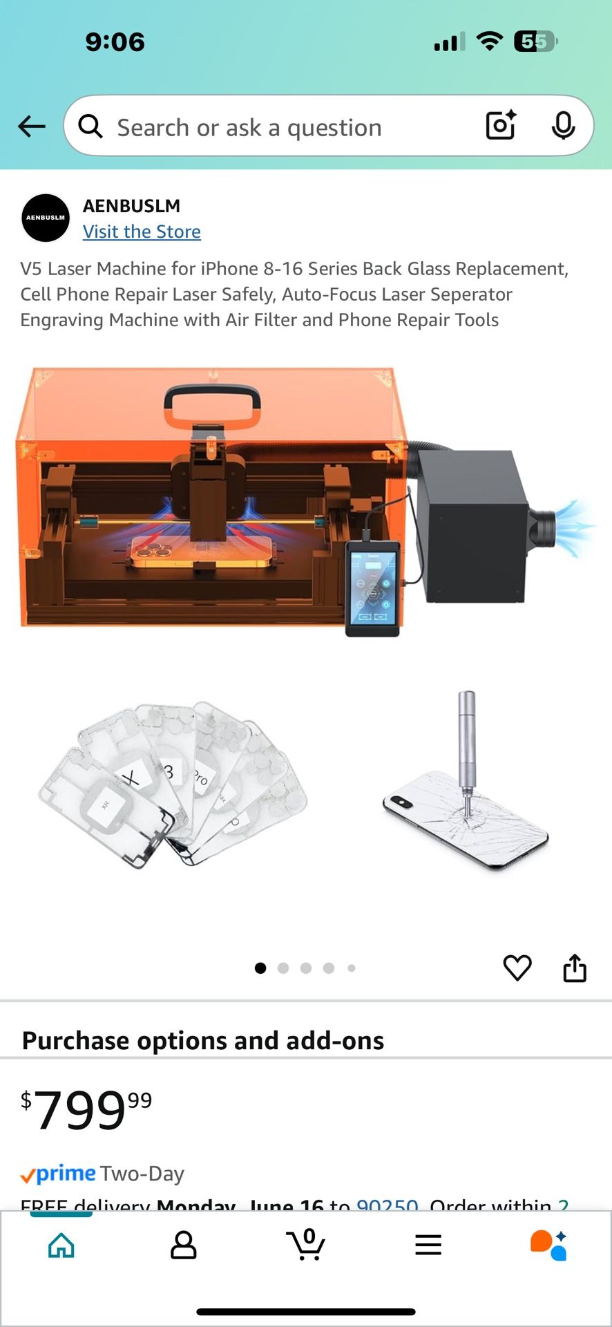 V5 Laser Machine for iPhone 8-16 Series Back Glass Replacement, Cell Phone Repair Laser Safely, Auto-Focus Laser Seperator Engraving Machine with Air