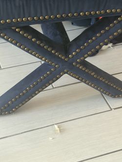 Navy velvet ottoman