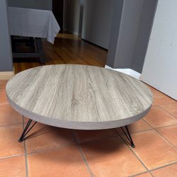 Gray round coffee table