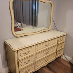 Dresser With Attached Mirror And Matching Nightstand
