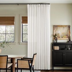 Pinch Pleated Linen Curtains, 40"x 86", Beige White