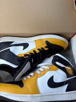 Air Jordan 1 Mid Yellow Black White Sneakers