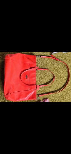 Coach Bright Red Large Tote Bag With Crossbody Strap